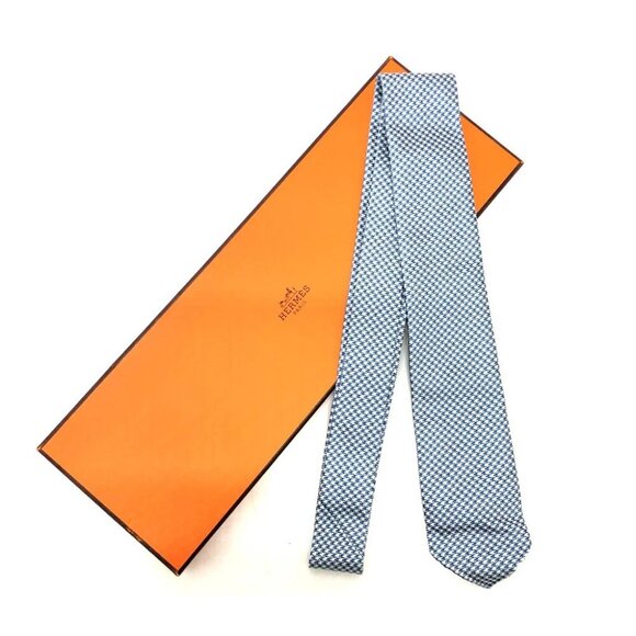HERMES Overall handle Business Item Necktie silk blue - Picture 1 of 8